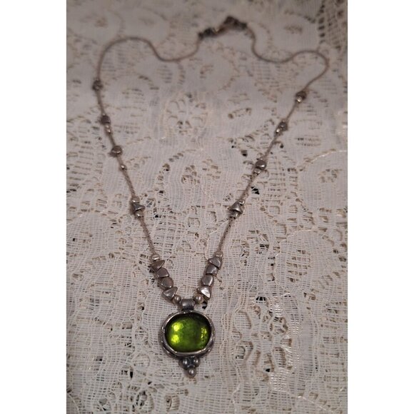 EUC Silpada Daintree Sterling Silver Necklace w/Green Stone Pendant - Picture 5 of 6